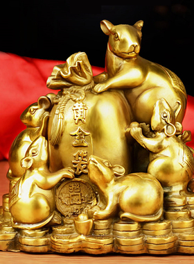 纯铜生肖五鼠运财吉祥物工艺品