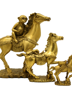 纯铜生肖招财风水马上封侯装饰品