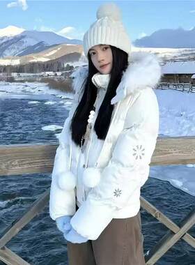 女小个子棉衣保暖刺绣2026棉袄雪花韩系棉服新款冬季外套宽松加厚