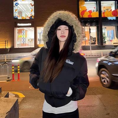 羽绒2025冬季外套显瘦棉袄美式短款感女棉衣棉服新款毛领收腰高级