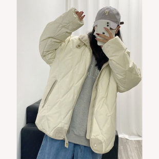 棉袄菱格棉衣女新款韩系oversize羽绒外套学生2026年冬季男女棉服