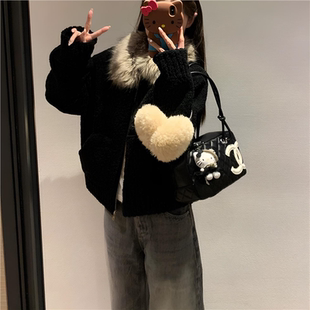 复古毛领羊羔2026棉衣外套大棉服潮女新款黑色毛羽绒冬季夹棉加厚