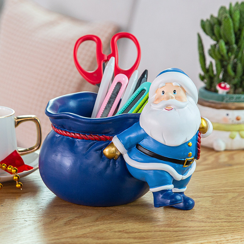 创意大容量笔筒办公室个性学生桌面装饰摆件圣诞老人笔桶儿童礼物