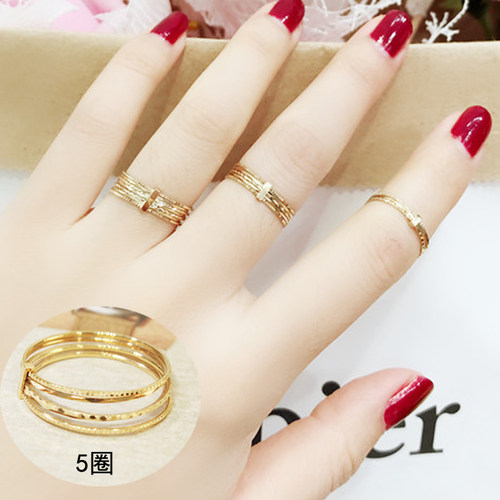 14K金多个圈戒指闪闪亮亮很精致