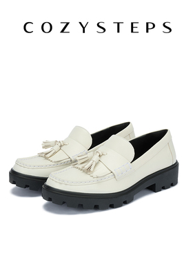 COZY STEPS可至女士26春夏新款头层牛皮流苏厚底增高乐福鞋女单鞋