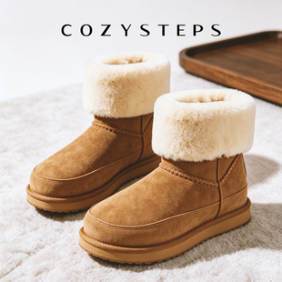 COZY STEPS可至NOVA翻边两穿中筒雪地靴保暖靴子女26秋冬新品