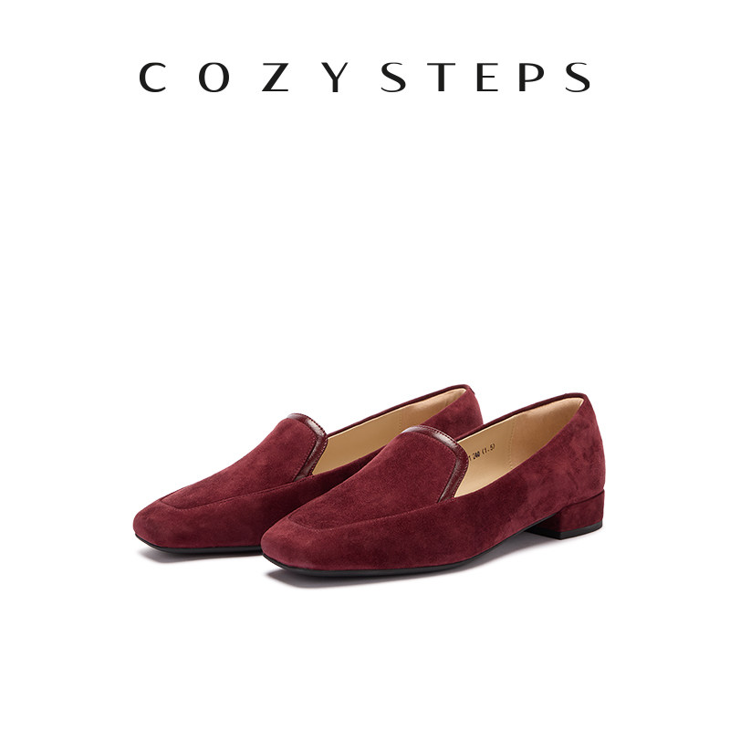 COZY STEPS可至女士26春夏新款时尚方头低跟羊皮反绒乐福鞋单鞋,女鞋,乐福鞋（豆豆鞋）,淘宝优惠券,粉丝福利购,淘宝优惠卷
