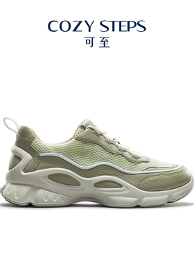 COZY STEPS可至春季女时尚休闲鞋复古透气系带厚底圆头增高运动鞋