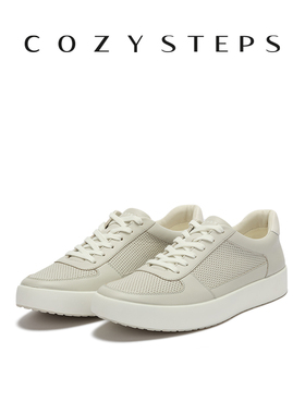 COZY STEPS可至男士26新男牛皮休闲板鞋冲孔透气系带舒适耐磨男鞋