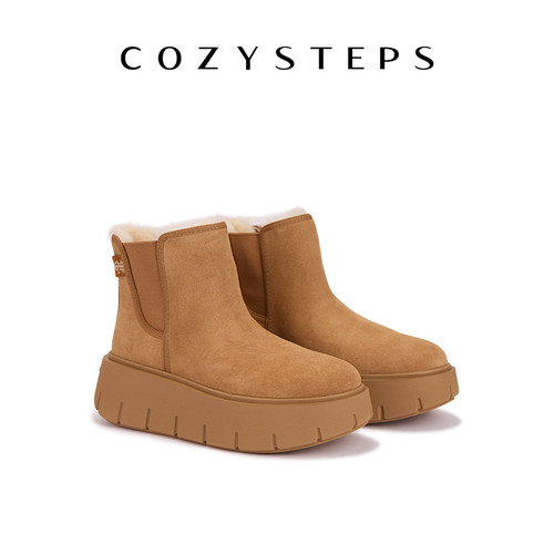 COZY STEPS游牧风切尔西厚底饼干雪地靴加厚保暖毛毛短靴26新品女