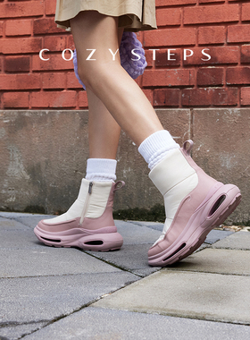 COZY STEPS可至秋冬女士保暖休闲雪地靴厚底缓震太空鞋增高靴子