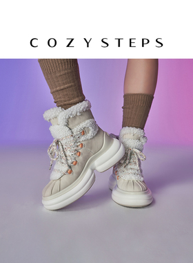 【方枪枪同款】COZY STEPS可至冬季新款厚底加绒贝果雪地靴 8128