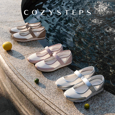 COZY STEPS可至女士26夏季牛皮透气网面薄底玛丽珍休闲跑鞋单鞋女