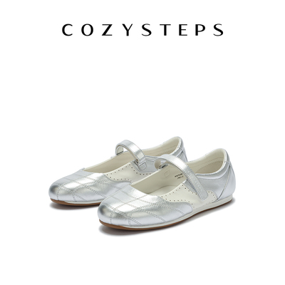 COZY STEPS可至女士26春季新款浅口牛皮玛丽珍单鞋复古薄底鞋女