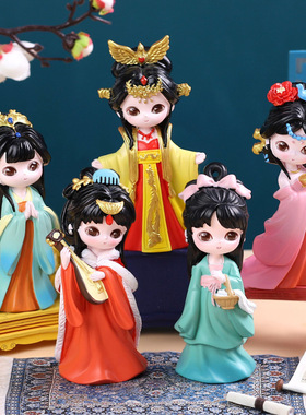 盲盒手办批发古风少女可爱女孩家居装饰桌面树脂摆件创意生日礼物