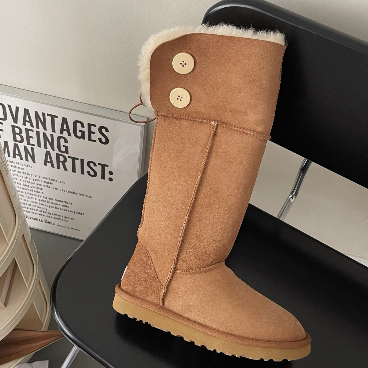 河南桑坡羊皮毛一体两穿过膝雪地靴加厚保暖雪地靴千颂伊同款靴子