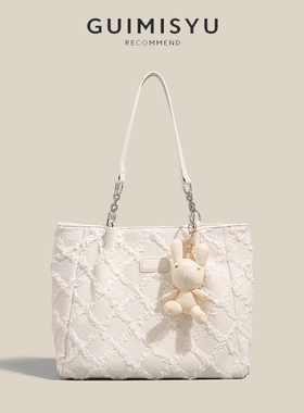 GUIMISIYU2026新款潮高级感小众手提菱格大容量托特包单肩大包