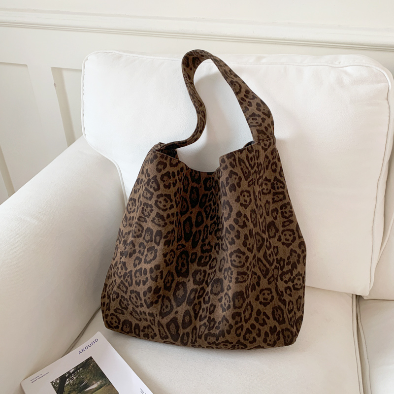 小众设计豹纹托特包通勤旅行包女