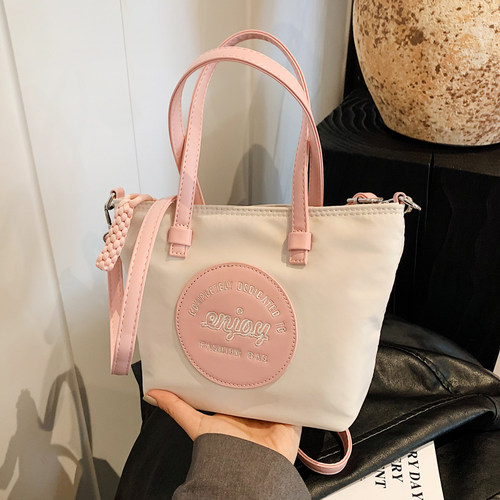 斜挎包撞色日系手提单肩包小托特