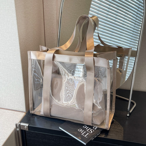 单肩包透明大容量简约托特包PVC