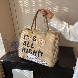 托特包女大容量包2023新款可爱史努比手提包购物袋休闲单肩帆布包