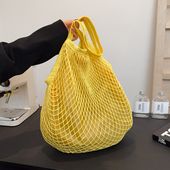 夏季 大容量网兜包2025新款 网格镂空编织包单肩逛街买菜环保购物袋