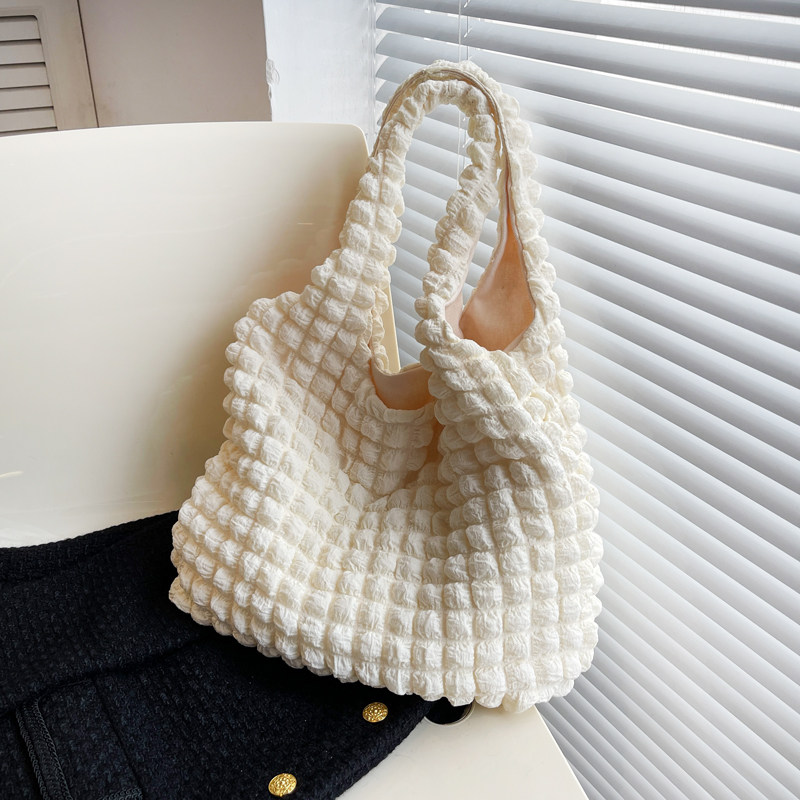 秋季爆米花玉米大容量包包2022新款包包小众设计菱格子单肩托特包,箱包皮具/热销女包/男包,通用款女包,淘宝优惠券,粉丝福利购,淘宝优惠卷