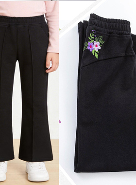 胖儿童微喇叭裤加肥加大春秋季新款女童裤子大童显高显瘦休闲长裤