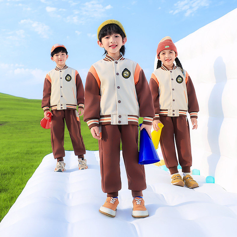 幼儿园园服春秋校服套装16年级班服加厚防水冲锋衣三件套运动会服