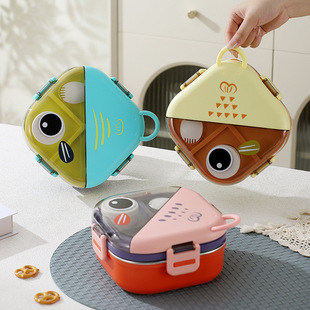 ins网红304不锈钢饭盒学生儿童便当盒上学卡通鱼午餐盒bento box