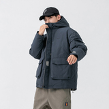 2026冬季新款男装日系贴布大口袋连帽工装外套宽松棉衣MY262-F195，男装棉衣，电商A101（原外27）