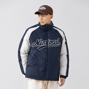 2026冬季新款男日系撞色字母刺绣立领宽松加厚棉服外套MY320-F205图片