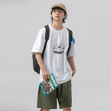 2026夏季新款男日系原创人文风景印花假两件短袖圆领T恤T828-F45，男装T恤，电商A101（原外27）