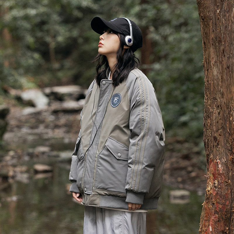 2026冬季新款男装日系潮牌拼接棒球领加厚工装棉服外套MY318-F195,男装棉衣,电商A101（原外27）