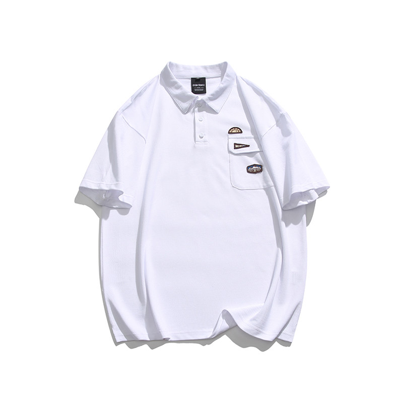 2026夏季新款男日系潮牌贴布纯色polo衫宽松翻领短袖T恤PL58-F60,男装T恤,电商A101（原外27）