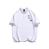 2026夏季新款男日系潮牌贴布纯色polo衫宽松翻领短袖T恤PL58-F60，男装T恤，电商A101（原外27）