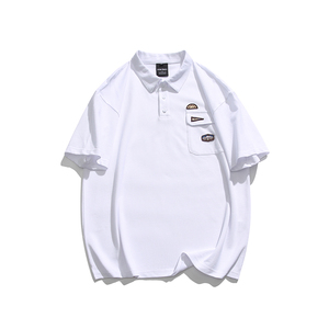 2026夏季新款男日系潮牌贴布纯色polo衫宽松翻领短袖T恤PL58-F60,潮鞋衣穿搭图片