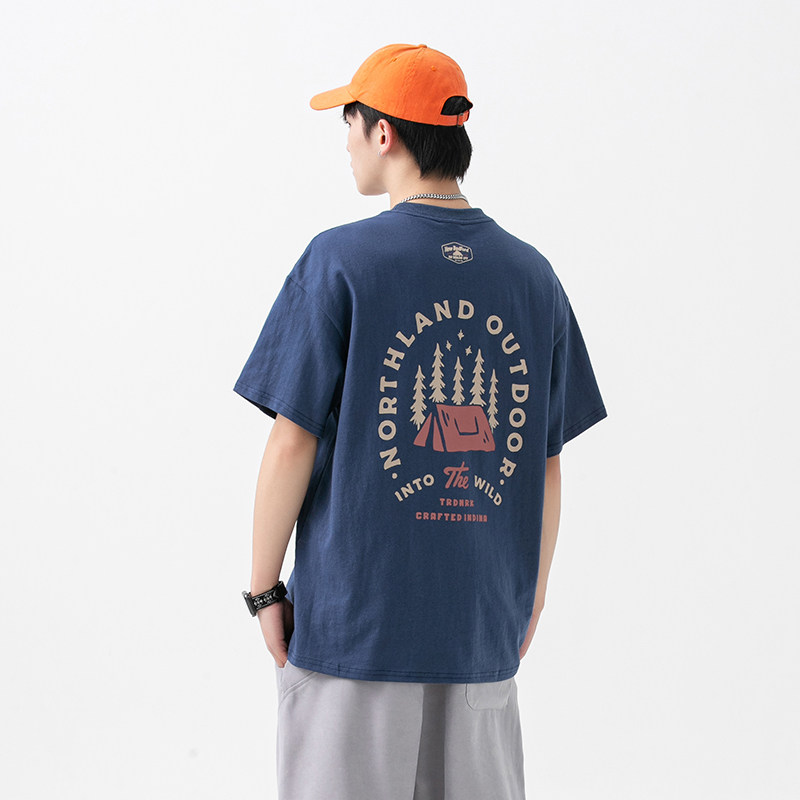 2026夏季新款男装日系复古潮流字母印花圆领短袖T恤T776-F43,男装T恤,电商A101（原外27）