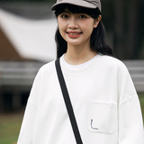 2026秋新款男日系潮流纯白色后背印花圆领套头宽松卫衣WY526-F75，男装卫衣，电商A101（原外27）