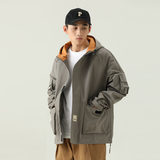 2026秋新款男日系潮牌纯色大口袋连帽工装外套宽松夹克JK318-F145，男装夹克，电商A101（原外27）