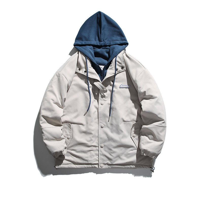 2026冬新款男装日系假两件工装连帽加厚外套棉衣宽松JHJK276-F175,男装棉衣,电商A101（原外27）