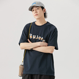 2026夏季新款男装日系潮牌宽松休闲字母印花T恤圆领短袖T796-F38，男装T恤，电商A101（原外27）