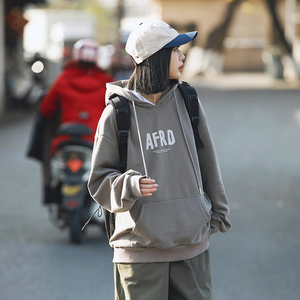 2026春季新款男装日系潮牌字母印花宽松休闲连帽卫衣 WY338-F90图片