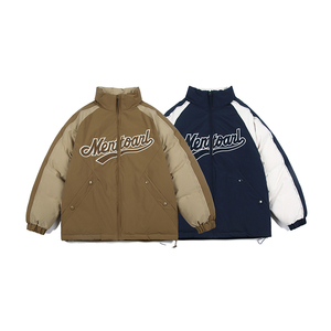 2026冬季新款男日系撞色字母刺绣立领宽松加厚棉服外套MY320-F205图片