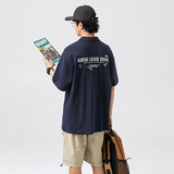 2026夏季新款男日系潮牌字母印花纯色polo衫翻领短袖T恤PL62-F60，男装T恤，电商A101（原外27）