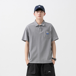 2026夏季新款男装日系基础款纯色贴布polo衫短袖T恤 PL50-F50图片