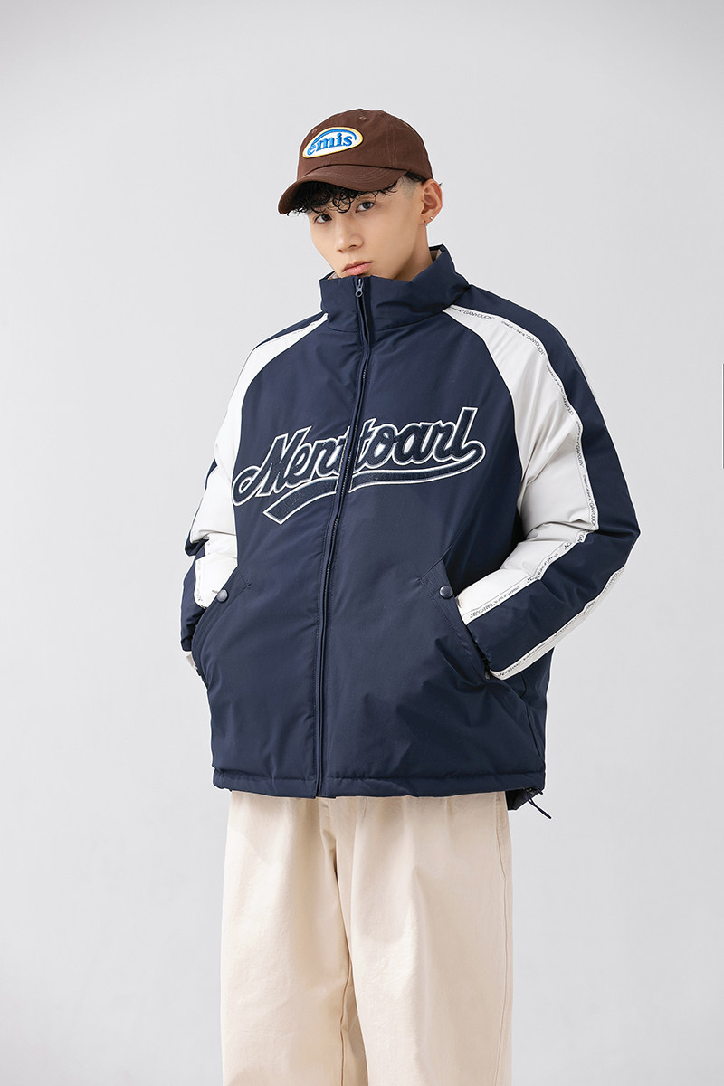 2026冬季新款男日系撞色字母刺绣立领宽松加厚棉服外套MY320-F205图片