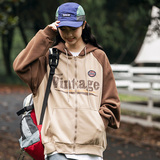 2026秋季新款男日系潮牌撞色字母印花开衫连帽卫衣外套WY516-F85，女装短外套，电商A101（原外27）