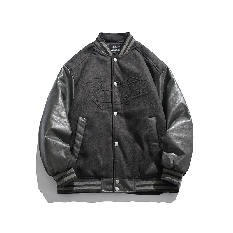 2026冬季新款男装日系潮流拼接棒球领加厚外套棉服JHJK298-F175,男装棉衣,电商A101（原外27）
