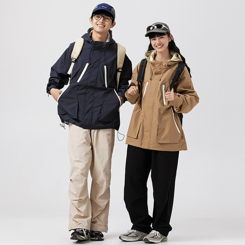 2026秋季新款男装日系潮牌工装连帽外套夹克宽松冲锋衣JK536-F135图片